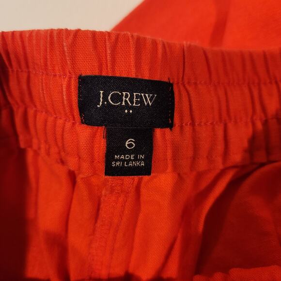 J. Crew Womens Orange Linen Cotton Drawstring Straight Leg Pants Size 6 Beach - Picture 10 of 14
